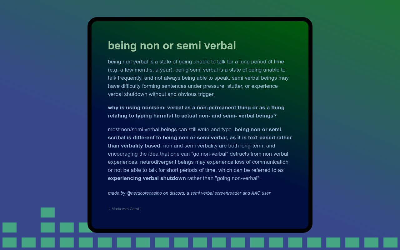 Non Verbal Information Carrd non-verbal-information-carrd